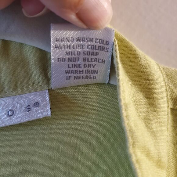 Tweeds Women’s Medium Light Green Button Front Shirt 100% Linen Embroidered - Picture 10 of 12